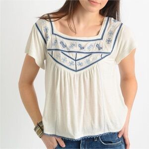 Free People white muse embroidered tee